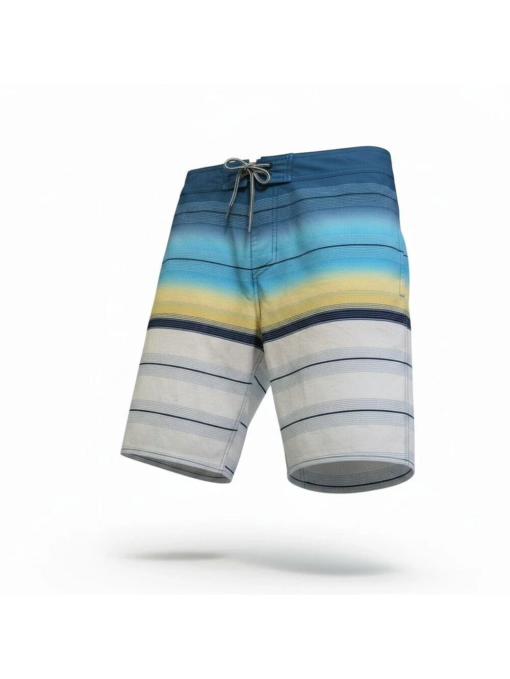 Men's Goodfellow & Co Blue Yellow Stripe Swim Board Shorts Size 30 Drawstring